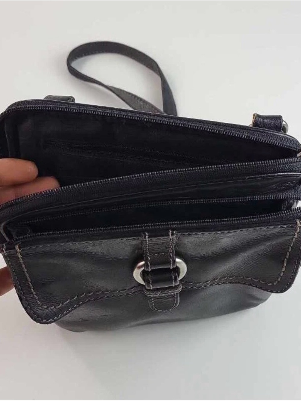 Fossil Vintage Black Crossbody Shoulder Leather Bag - Picture 4 of 4